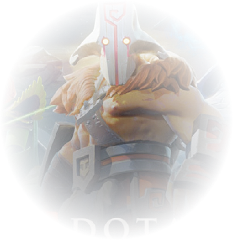 Un gruppo di eroi fantastici di Dota 2 è riunito in un paesaggio mistico e segnato dalle battaglie, pronto a combattere.